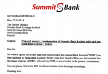 Sindh Bank – Summit Bank merger called off