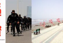 Muggers make daring escape from Karachi rollerblade police squad by running five feet onto sandy beach